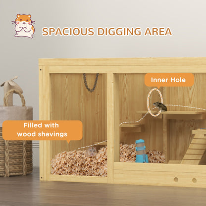 Extra Large Wooden Hamster Cage with Pull-out Tray, Seesaws, Ladder