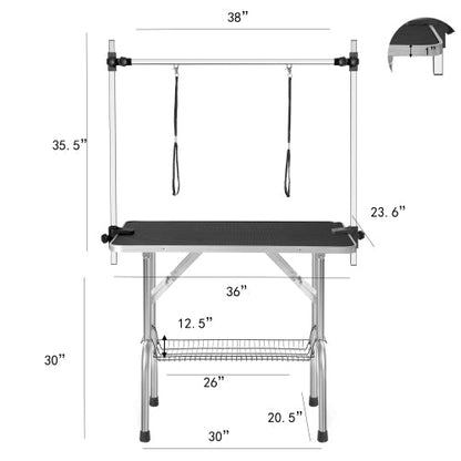 36 Inch Professional Dog Pet Grooming Table Adjustable Heavy Duty Portable
