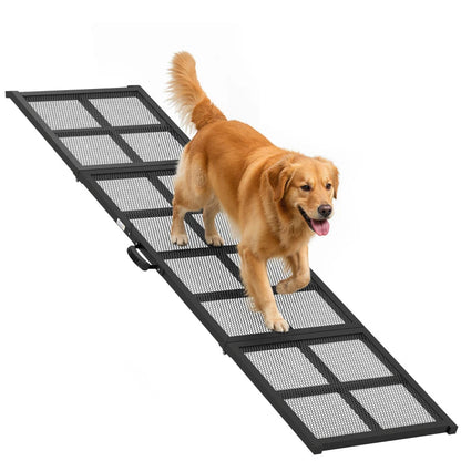PawHut Dog Car Ramp,  Extra Long And Wide, Non-Slip Surface, Folding Portable Pet Ramp For Large, Small & Senior Dogs