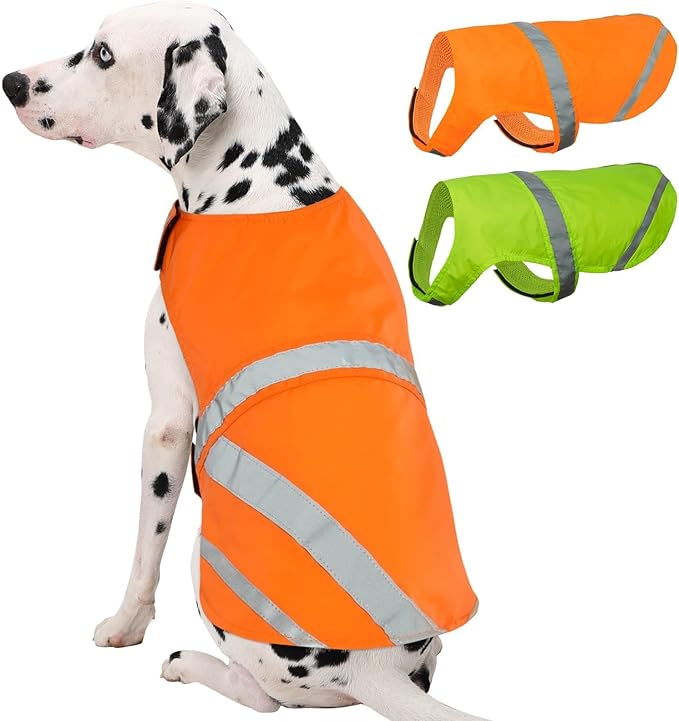 Kuoser Reflective Dog Vest, High Visibility Safety Vest for Medium to Large Dogs, Lightweight Pet Reflective Vests for Hunting Outdoor Activities Walking at Night, Blaze Orange XL
