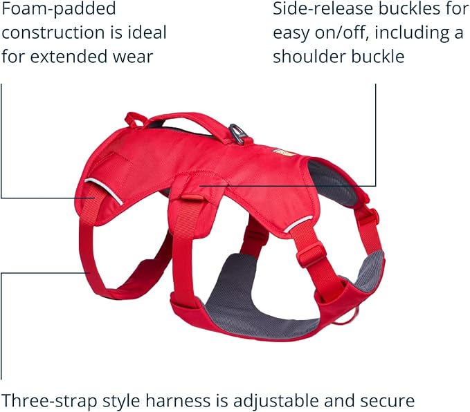 Ruffwear, Web Master, Multi-Use Support Dog Harness, Hiking and Trail Running, Service and Working, Everyday Wear, Red Canyon, X-Small