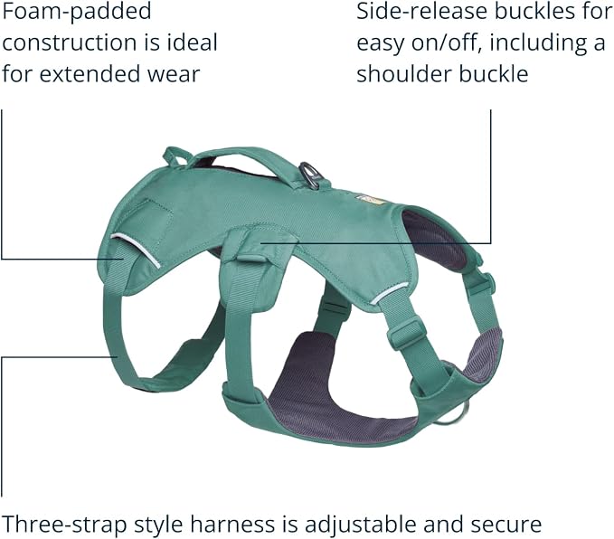 Ruffwear, Web Master, Multi-Use Support Dog Harness, Hiking and Trail Running, Service and Working, Everyday Wear, River Rock Green, Large/X-Large