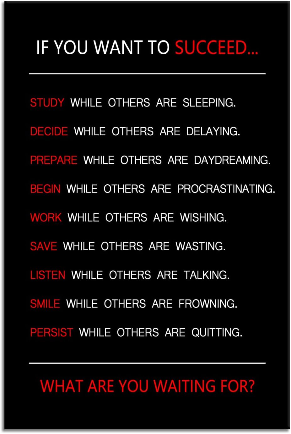 Inspirational Canvas Wall Art If You Want to Succeed Motivational Painting Positive Entrepreneur Quotes Poster Success Pictures Print Wall Decor Artwork for Living Room Office Framed [18''Wx 12''H]