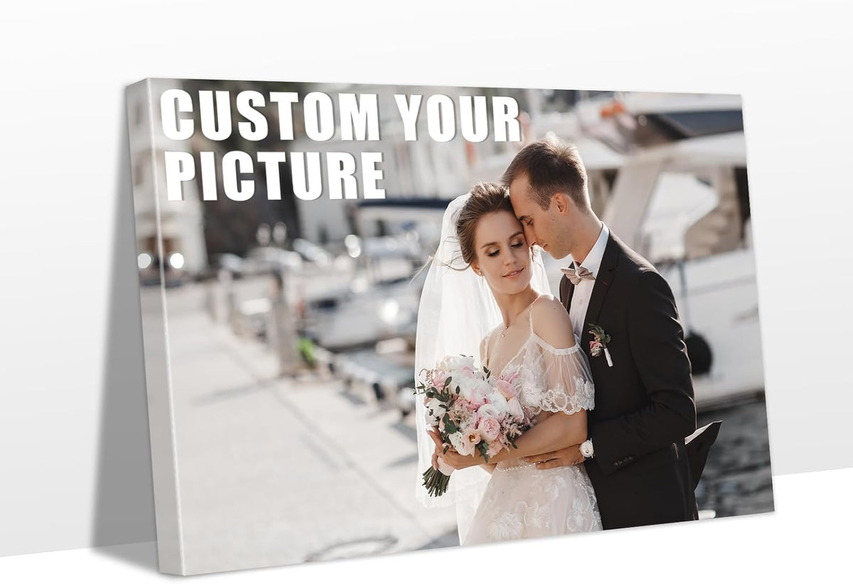 Personalized Custom Canvas Prints with Your Photos & Text, Customized Picture Print, Transform Own Images Into Framed Wall Art Digitally Printed Photo to Canvas, Keepsakes Gifts for Family 36x24’’