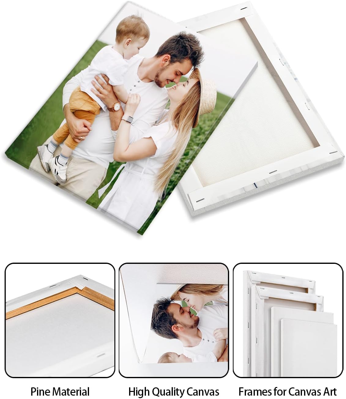 AbcCustomize Canvas Prints with Your Photos, Personalized Photo To Canvas Print for Bedroom, Living Room, Farmhouse Office Decor,Custom Canvas Wall Art for Gifts & Keepsakes, Ready to Hang