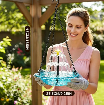 Solar Cascade Hanging Bird Bath Fountain, 2026 Upgraded Hanging Bird Bath with Flowing Water for Outdoors Garden Patio Backyard Lawn Decor (Purple)