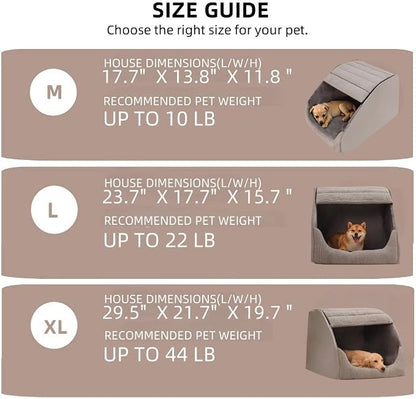 Extra Large Dog Bed House, 30D Memory Sponge, Cozy Dog House Indoor, Plush Dog Cave Bed Crate Cushion with Non-Slip Bottom for Medium Large Dogs (Grey, M)