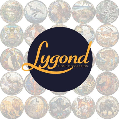 Lygond Metal Sign Tin Sign Circular Stained Glass Red Fox Wall Art for Bar 8×8 Inches