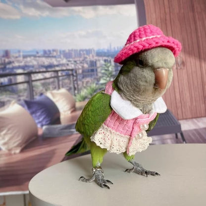 Bird Diaper Flight Suit - Pink Top Bird Clothes Cosplay Photo Prop for Parrots, Lovebirds, Parakeets, Cockatiels & Small Animals (Necked Parakeet)