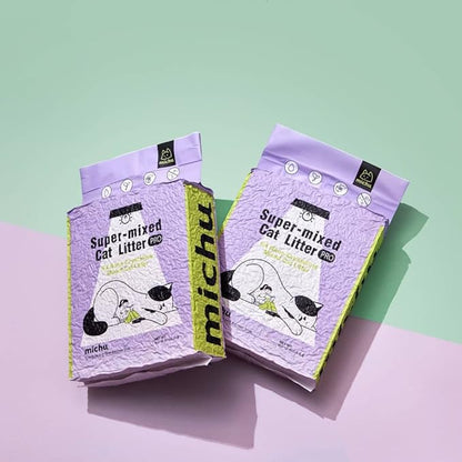 Michu Tofu Cat Litter Natural Clumping Tofu Cat Litter 5.5lb/88oz 5 Scents (Greentea + Mixed, 2 Pack)