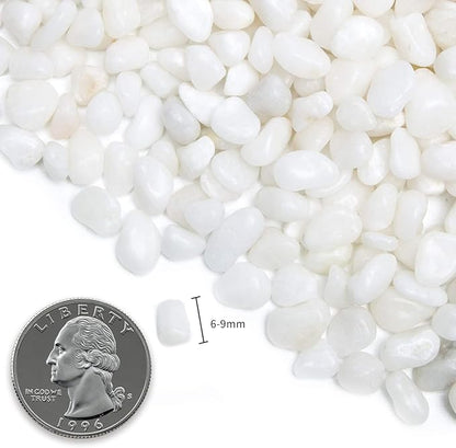 Natural Polished Decorative White Pebbles - Small Stones 3/8" Gravel Size,River Rocks Pebbles for Plants, Home DIY Decor,Aquarium Gravel,Vase Fillers,Fairy Garden,Landscaping Outdoor Stones.