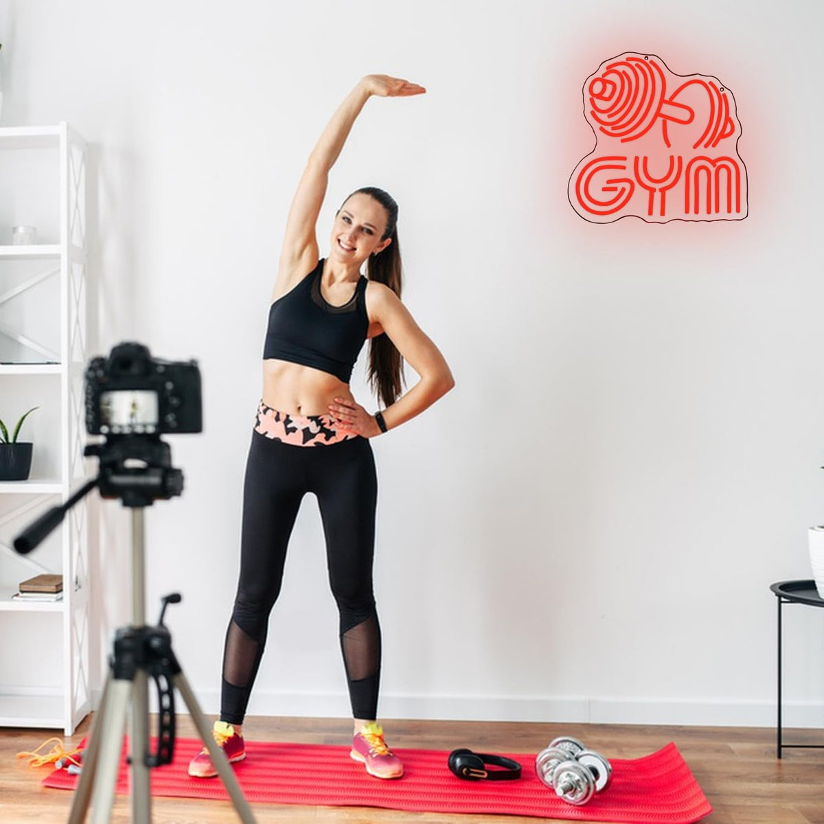 Dumbbell Neon Sign Barbell Gym Neon Signs Gym Letter Neon Light Gym Red Barbell Neon Light Sign for Sports Room, Decor Club,Party Bar,Fitness Club Decoration(Red)