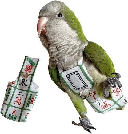 Bird Diaper Harness Flight Suit Clothes, Parrot Flight Suit with Leash for Parrot, Bird Flying Clothes with Rope and Handle for Outdoor Activities Training (Without Leash,Senegal)