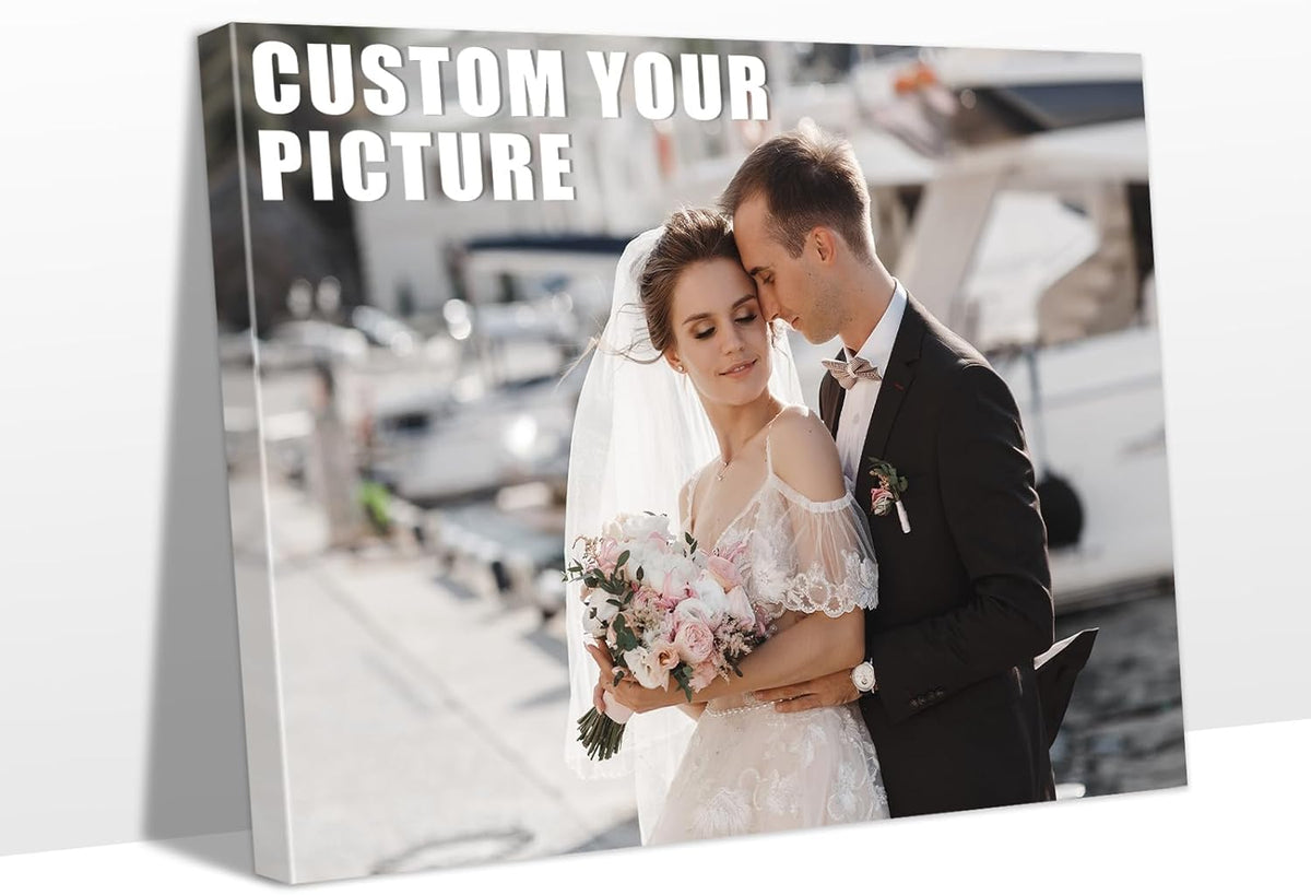 Personalized Custom Canvas Prints with Your Photos & Text, Customized Picture Print, Transform Own Images Into Framed Wall Art Digitally Printed Photo to Canvas, Keepsakes Gifts for Family 40x30’’