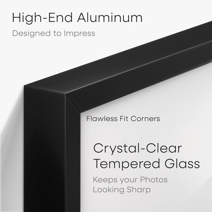 Homeforia 14x20 Double Diploma Frame Black, High End Metal 14 x 20 Certificate Frames with Mat for Two 8.5 by 11 Diplomas, 20x14 Dual Award Graduation Matted Frames, Tempered Glass, Wall Kit, Set of 1