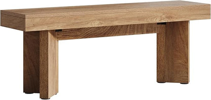 Tribesigns 47" Wooden Entryway Bench, Farmhouse Indoor End of Bed Bench, Long Table Benches Seat for Bedroom, Hallway, Foyer, End of Bed (Rustic Brown)