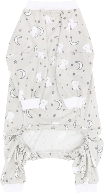 HDE Dog Pajamas One Piece Jammies Jumpsuit Pet Clothes Outfit Stretchy Lightweight Comfy Shirt Pjs for M-3XL Dogs Goodnight Polar Bears - M
