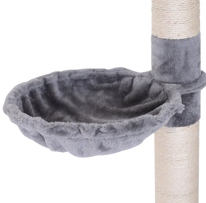 102" Adjustable Height Floor to Ceiling Cat Tree, 5 Level Cat Tower with Scratching Posts, Hammock, Gray