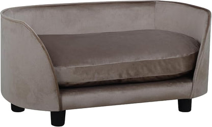 Pet Sofa Bed,Cat Sofa Couch,Small Dog Beds,Pet Sofa Couch, Cat Beds,Wooden Frame and Velvet Fabric and Washable Cushion, Comfy Dog Couch for for Small Dogs &Cats&Puppy (Brown)