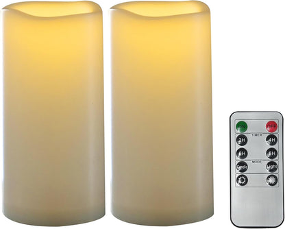 CANDLE CHOICE Waterproof Outdoor Battery Operated Flameless Candles with Remote Timer Plastic Flickering Fake Electric LED Pillars for Lantern Garden Wedding Christmas Decorations 3x6 Inches 2 PCS