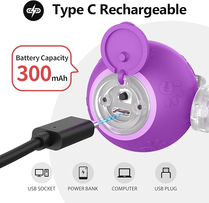 Interactive Cat Toys, Automatic Moving Cat Toys for Bored Indoor Adult Cats, Fast Rolling, Chirping & Motion-Activated Kitty Toys, Fun Gift for Cats with Speedy Tail 2.0, USB Rechargeable, Purple