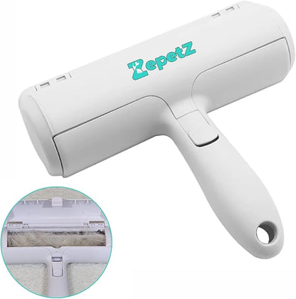 Pet Hair Remover Roller – Reusable Self-Cleaning Fur Removal Tool for Dogs & Cats – Ergonomic & Eco-Friendly Lint Roller for Couch, Carpet, Bed, Car Seat & More (White)