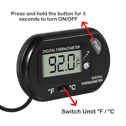 10Pcs Aquarium Thermometer Fish Tank Thermometer Reptile Terrarium Water Test Digital with LCD Display Fahrenheit/Celsius(℉/℃)