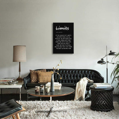 Motivational Wall Art Printed Modern Artwork ‘There are no limits’ from Bruce Lee's Inspirational Quotes Poster Canvas for Office living room Bedroom Home Decor Framed Ready to Hang[24" W X 36" H]