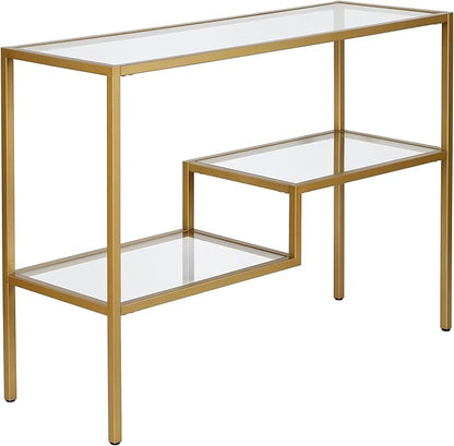 Henn&Hart 42" Wide Rectangular Console Table in Brass, Entryway Table, Accent Table for Living Room, Hallway