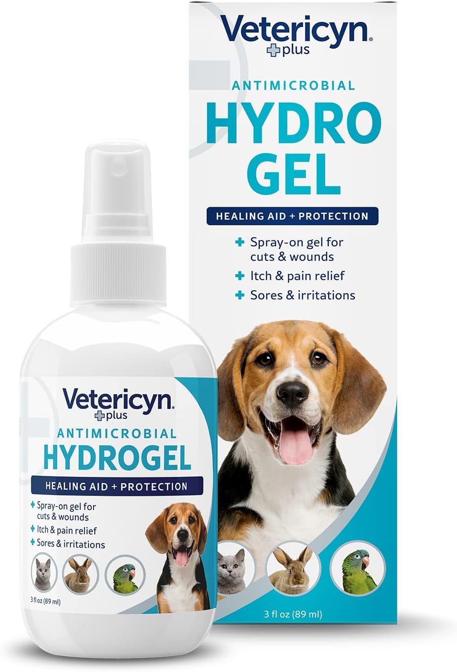 Vetericyn Plus Dog Wound Care Hydrogel Spray | Healing Aid and Wound Protectant, Sprayable Gel to Relieve Dog Itchy Skin, Safe for All Animals. 3 Ounces