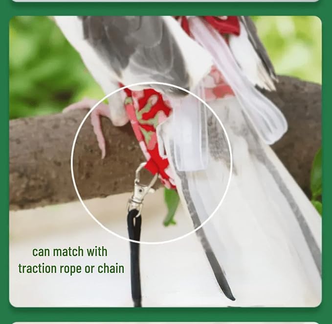 Bird Flight Suits Diapers, Parrot Flight Suits Diapers for Monk Parakeets, Cockatiels Flight Suits, Parrot Clothes, Bird Training Nappy Suit Liners Clothes (XS, Red-C)