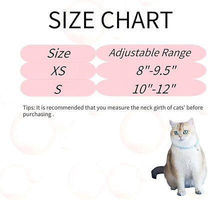 Spiked Cat Collar with Bells, Breakaway Genuine Leather Protective Collar for Kitty, Studs Spikes Punk Style Adjustable for Girl Boy Kittens Small Bunny Rabbit, 8"-9.5" Blue