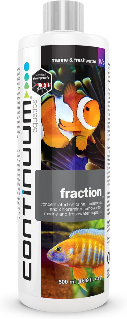 Continuum Aquatics Fraction Water Conditioner for Freshwater & Marine Aquariums – Removes Ammonia, Chlorine & Chloramines – Supports Aquarium Balance – Advanced Water Treatment, 500 ml