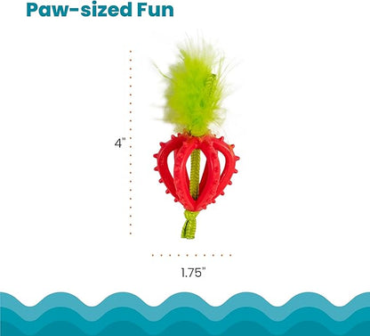 Catstages Dental Strawberry Teether, Soft and Textured Cat Chew Toy, Catnip Oil Coating, Pink