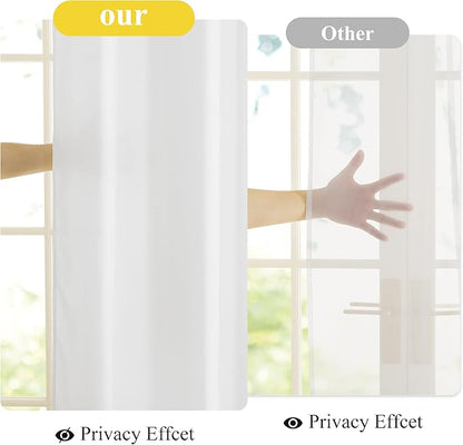 NICETOWN Non-See-Through White Sheer Curtains 63 inches Long 2 Panels, 62" Wide Grommet Window Curtains Drapes for Bathroom, Kitchen, Bedroom- Light Filtering Elegant Window Drapes