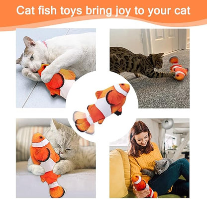 Tocirelo Cat Toy Flopping Fish - Interactive Cat Toy for Indoor Bored Cats, Automatic Moving Floppy Fish Dog Toy, 11" Realistic Electric Kitten Kicker Exercise Stuff with Catnip SilverVine