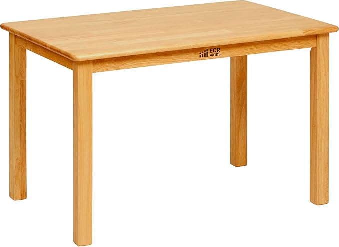 ECR4Kids 24in x 36in Rectangular Hardwood Table with 22in Legs, Kids Furniture, Honey