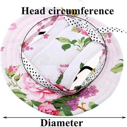 Round Brim Princess Hat Visor Hat Pet Dog Mesh Porous Sun Hat with Ear Holes for Small, Extra Small Dog Teddy, Pug, Chihuahua, Shih Tzu, Yorkshire Terriers, Papillon V-Black M