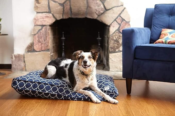 Molly Mutt Sheepy Wool Crate Mat - 100% Cotton Canvas Cover with Temperature-Regulating 100% Natural Wool-Filled Insert Dog Bed - Soft & Supportive Wool-Filled Bed - (48"x30"x2.5", Rough Gem)