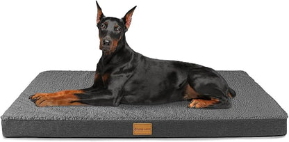 Patas Lague Orthopedic Large Dog Bed Pet Sofa Mat 56''X40'' Dark Grey | Egg-Crate Foam Dog Couch For Large Sized Dogs, Waterproof Removable Washable Cover, Soft Pet Crate Bed With Nonskid Bottom