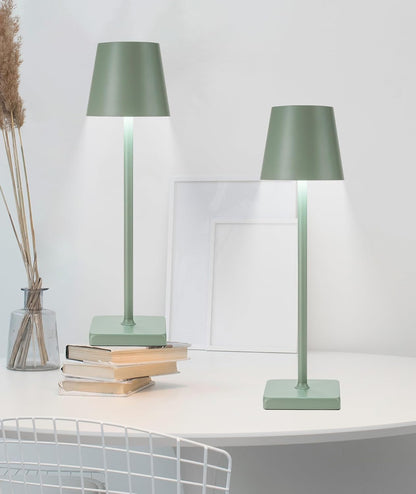 HASUN 2 Pack Cordless Table Lamp, Portable LED Desk Lamp, 5200mAh Battery Operated Lights, 3 Color Stepless Dimming Up, Night Light for Bedroom/Date/Bars/Cafe/Camping (Green 2Pack)