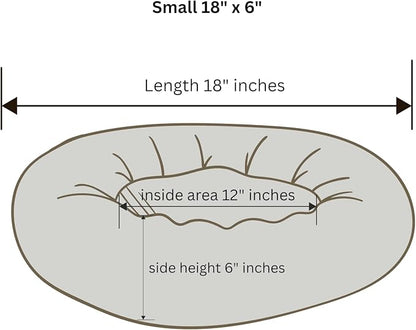 Organic Cotton Canvas Dog Bed: Removable Cover, Natural Fill - Made in USA (Dark Brown, X Small 18" x 6" inches)