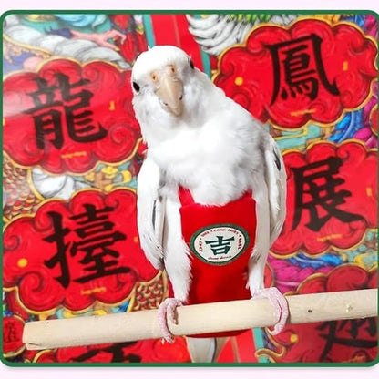 MANON ROSA Bird Diapers Leash Set Washable Reusable Handmade Flight Suit Waterproof Inner Layer - Protective Parrot Nappy Clothes Parakeets Macaws Budgies Canaries (Orange2,Lovebird)