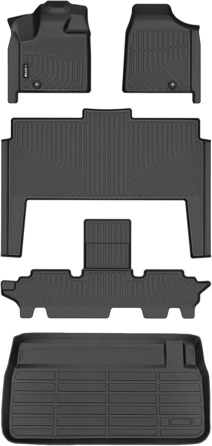 HAFIDI® Floor Mats & Cargo Liner Set Fit for 2021-2011 Dodge Grand Caravan 7 Seat All Weather Protection TPE Anti-Slip Automotive Full Set Floor Liners Custom Accessories - Black