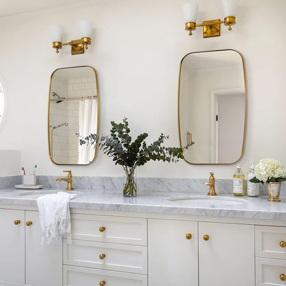 ANDY STAR Gold Oval Mirrors for Bathroom, Large 24x36’’ Brushed Gold Metal Framed Oblong Wall Mirror, Modern Brass Vanity Mirror in Stainless Steel Frame Wall Mount Horizontal or Vertical