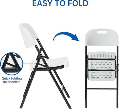 20 Pack Thicker 800 LBS White Folding Chairs, Commercial Grade Folding Chair, Foldable Chairs for Events