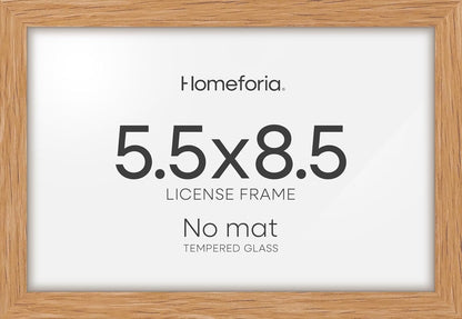 Homeforia 5.5x8.5 Business License Frame Wood, High End Natural Oak 5.5 x 8.5 Certificate Frame, 8.5x5.5 Document Frames for Wall or Tabletop, Wooden Picture Frames, Tempered Glass, Wall Kit, Set of 1