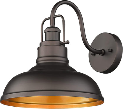 zeyu 11" Farmhouse Gooseneck Barn Light, Vintage Wall Light Sconce for Porch Warehouse Kitchen, Oil Rubbed Bronze Finish, 016-1B ORB