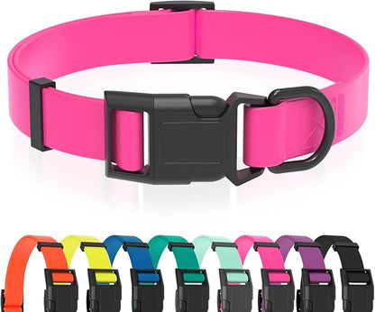 Waterproof Dog Collar, Easy to Clean Rubber Dog Collars with Quick Release Buckle Fits Small Medium or Large Dogs (Pink, L < 15.4-24.8 inch)
