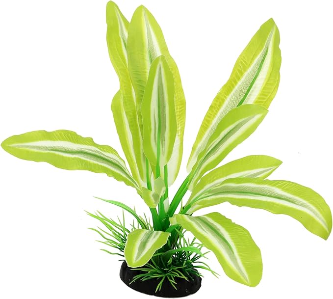 Silk Aquarium Plants for Betta Fish Tank, 2 Pcs 8 Inch Small Silk Aquarium Plant Aquatic Water Grass Decoration，Green-Yellow